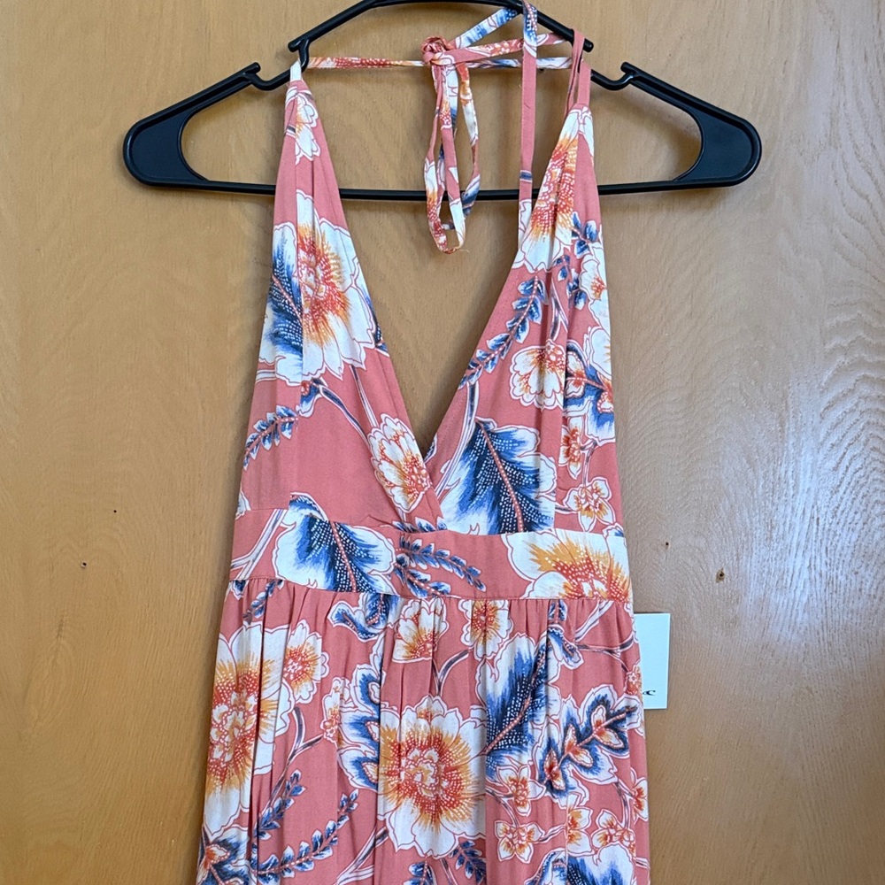 NWT Sz M O'Neill Annalisa Floral Maxi Dress in Coral and Blue